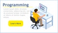 Programming concept, isometric vector images. Programmer programming web site. Royalty Free Stock Photo