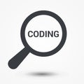 Programming Concept: Magnifying Optical Glass With Words Coding Royalty Free Stock Photo