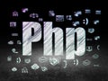 Programming concept: Php in grunge dark room Royalty Free Stock Photo