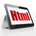 Programming concept: Tablet Computer with Html on display Royalty Free Stock Photo