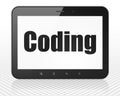 Programming concept: Tablet Pc Computer with Coding on display Royalty Free Stock Photo