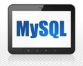 Programming concept: Tablet Pc Computer with MySQL on display Royalty Free Stock Photo