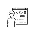 Programming courses for children olor line icon. Children learning.
