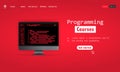 Programming courses illustration. Cyber education course concept. Learning coding on computer. Vector on isolated background. EPS
