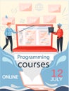 Programming courses online education, coding learning. Information technology training session Royalty Free Stock Photo