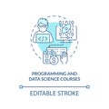 Programming and data science courses turquoise concept icon