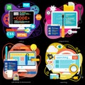Programming and Development, Analytics and Coding Concept Banners Royalty Free Stock Photo