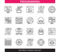 Programming editable stroke icon set Royalty Free Stock Photo