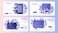 Programming and engineering development. Developer create code programming language. Screen template for mobile smart Royalty Free Stock Photo