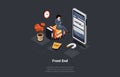 Programming and Engineering Development. Woman Programmer Developer Create Code Programming Language For Mobile Phone Royalty Free Stock Photo
