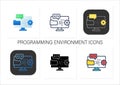 Programming environment icons set Royalty Free Stock Photo