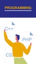 Programming Flat Vector Brochure, Flyer with Text