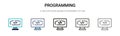 Programming icon in filled, thin line, outline and stroke style. Vector illustration of two colored and black programming vector