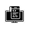 Black solid icon for Programming, compute and code