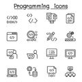 Programming icon set in thin line style