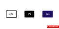 Programming icon of 3 types color, black and white, outline. Isolated vector sign symbol Royalty Free Stock Photo