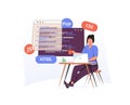 Programming Illustration Set. Different characters working on web and application development on computers. Software. Royalty Free Stock Photo