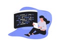 Programming Illustration Set. Different characters working on web and application development on computers. Software. Royalty Free Stock Photo
