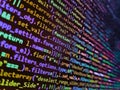Programming of Internet website. Programming code abstract screen of software developer. HTML5 concept macro backdrop in warm Royalty Free Stock Photo