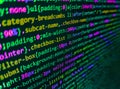 Programming of Internet website. Internet connection stream flow concept. Programmer working in computer screen. Software Royalty Free Stock Photo