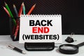 Programming of Internet website. Developer occupation work photo. Webdesigner Workstation. Royalty Free Stock Photo