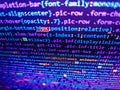 Programming of Internet website. HTML code on computer screen isolated on background. Abstract screen of web developer Royalty Free Stock Photo