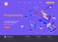 Programming isometric landing page. Royalty Free Stock Photo