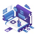 Programming isometric vector illustration Royalty Free Stock Photo