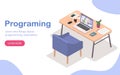 Programming landing page design vector