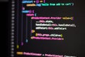 Programming language on black screen background Royalty Free Stock Photo