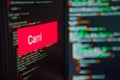 Programming language, Objective Caml inscription on the background of computer code Royalty Free Stock Photo