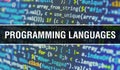 PROGRAMMING LANGUAGES concept illustration using code for developing programs and app. PROGRAMMING LANGUAGES website code with Royalty Free Stock Photo