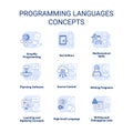 Programming languages light blue concept icons set Royalty Free Stock Photo
