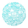 Programming Line Icon Circle Design Royalty Free Stock Photo