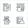 programming line icons. linear set. quality vector line set such as database, app development, security Royalty Free Stock Photo