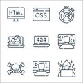 programming line icons. linear set. quality vector line set such as hacker, web de, virus, programmer,  , analysis, stopwatch, css Royalty Free Stock Photo
