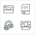 programming line icons. linear set. quality vector line set such as web de, settings, coding book Royalty Free Stock Photo