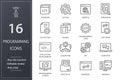 Programming line icons set. Black vector illustration. Editable stroke. Royalty Free Stock Photo