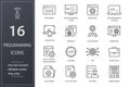 Programming line icons set. Black vector illustration. Editable stroke.