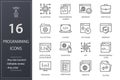 Programming line icons set. Black vector illustration. Editable stroke. Royalty Free Stock Photo