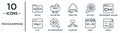 programming linear icon set. includes thin line archive, computing, programming language, seo configuration, script, web de, http