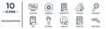 programming linear icon set. includes thin line clean code, encripted file, code review, seo funnel, binary file, web domain, page