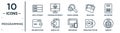 programming linear icon set. includes thin line data storage, search engine, seo report, mobile app, operating system, website,