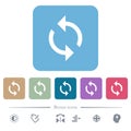 Programming loop flat icons on color rounded square backgrounds
