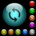 Programming loop icons in color illuminated glass buttons Royalty Free Stock Photo