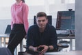 Programming. Man Working On Computer In IT Office, Sitting At Desk Writing Codes. Programmer Typing Data Code, Working Royalty Free Stock Photo