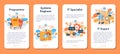 Programming mobile application banner set. Idea of working Royalty Free Stock Photo