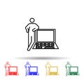 Programming multi color icon. Simple thin line, outline vector of conceptual figures icons for ui and ux, website or mobile Royalty Free Stock Photo