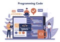 Programming online service or platform. Coding, testing and writing Royalty Free Stock Photo