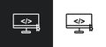 programming outline icon in white and black colors. programming flat vector icon from cryptocurrency collection for web, mobile